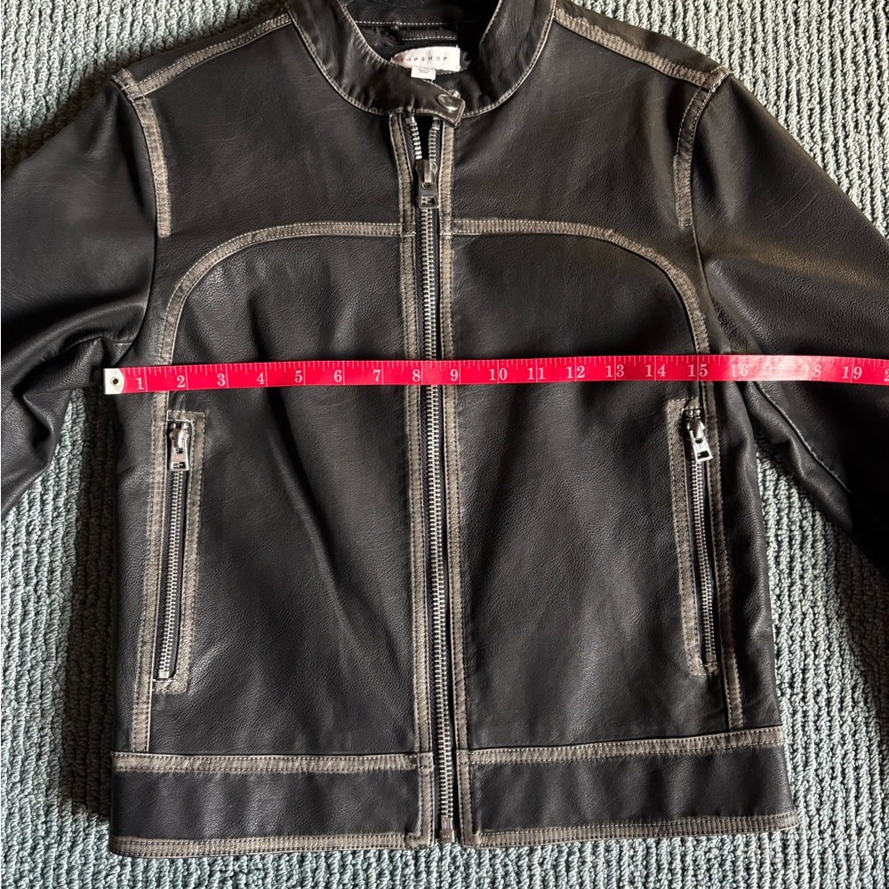 Racing Jacket Topshop distressed faux leather jacket worn 1 XS pristine cond - Picture 8 of 10
